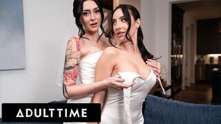 ADULT TIME - Érzéki, romantikus legelső együttlét a friss lezbi feleségek, Charlotte Sins és Melissa Stratton között