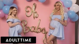 Szexy terhes barinők hármasban: Rylee Blake és Aubrey Kate szeretkeznek egy hűtlen férjjel!