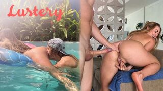 Buxom szöszi amateur ánuszát döngetik úszás után