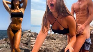 Híres influenszer (jegyes lány) ánuszba kapja szardínia sziklái mögött